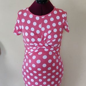 Maternity pink polka dot dres